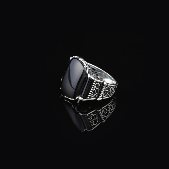 Mens Handmade Ring, Black Onyx Men's Ring - 6