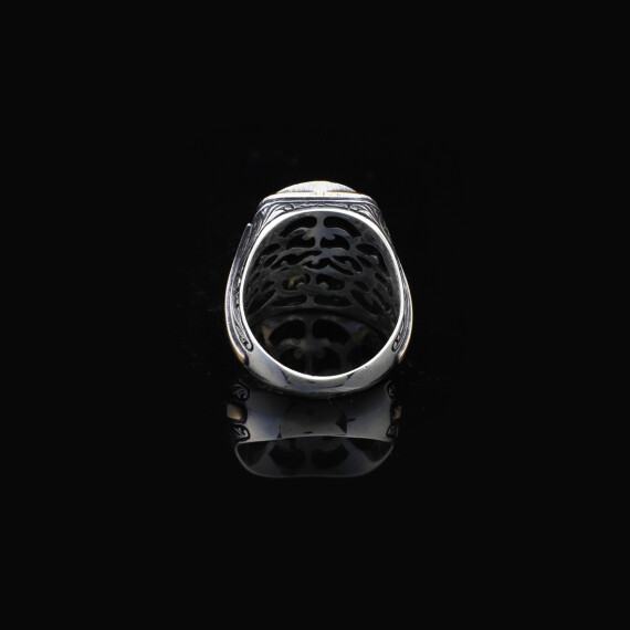 Mens Handmade Ring, Black Onyx Men's Ring, Ottoman Ring, Black Onyx Ring - 2