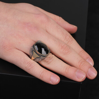 Mens Handmade Ring, Black Onyx Men's Ring, Ottoman Ring, Black Onyx Ring - 6