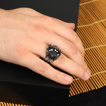 Mens Handmade Ring, Black Onyx Men's Ring,Onyx Ring - 6