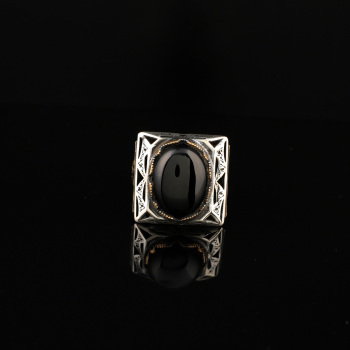 Mens Handmade Ring, Black Onyx Men's Ring,Onyx Ring - 3