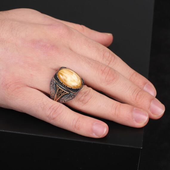 Mens Handmade Ring, Turkish Handmade Silver Men Ring, Ottoman Mens Ring - 6