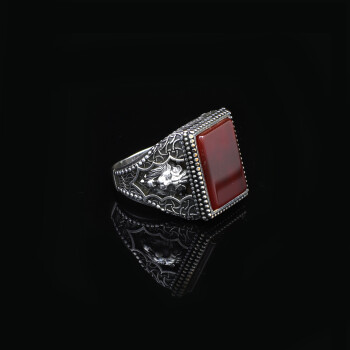  Men's Lion Ring with Carnelian Gemstone - 925 Sterling Silver Jewelry - 2