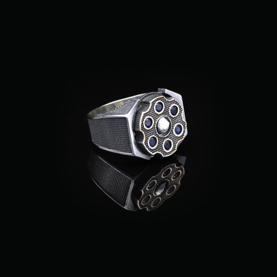  Men's Sapphire Ring - Rotating Design in 925 Sterling Silver - 4