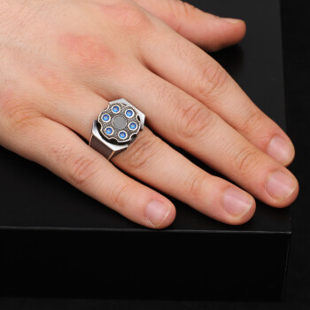  Men's Sapphire Ring - Rotating Design in 925 Sterling Silver - 6