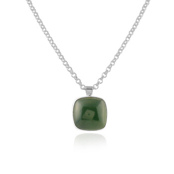 Mens Silver Jade Necklace, Jade Necklace Men, Jade Layering Necklace - 1