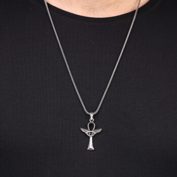  Men's Sterling Silver Eye of Horus Necklace - 3