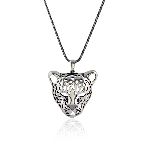  Men's Sterling Silver Leopard Necklace - 1