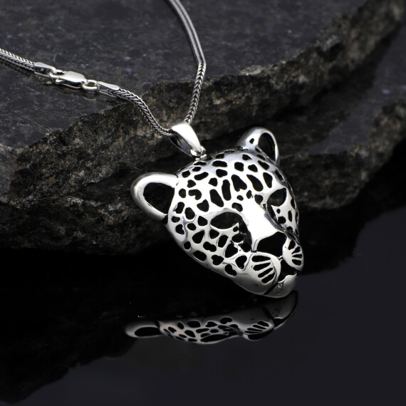  Men's Sterling Silver Leopard Necklace - 2