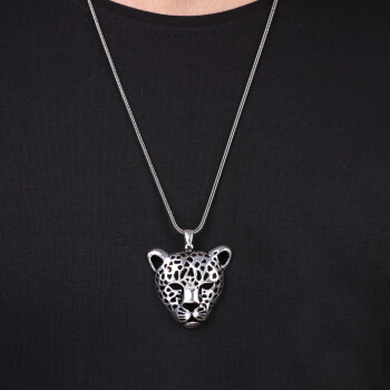  Men's Sterling Silver Leopard Necklace - 3