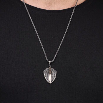  Men's Sword Necklace in Sterling Silver - Mens Silver Chain with Sword - 3