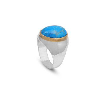 Mens Turquoise Ring, Turquoise Gemstone Ring Men - 1