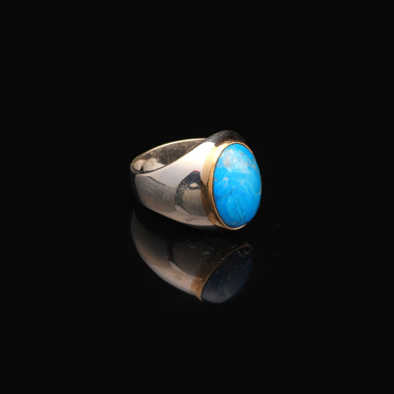 Mens Turquoise Ring, Turquoise Gemstone Ring Men - 5