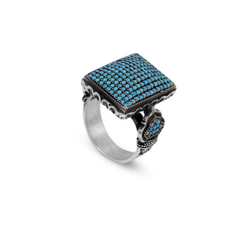  Men's Turquoise Rings with Micro Stone Ring - 1