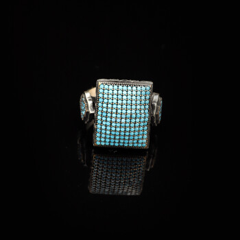  Men's Turquoise Rings with Micro Stone Ring - 5