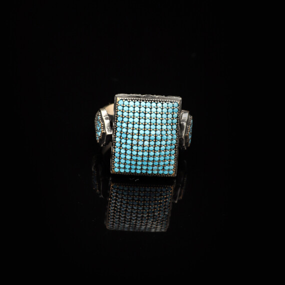  Men's Turquoise Rings with Micro Stone Ring - 5