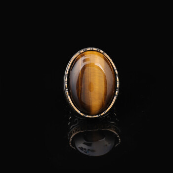  Men's Vintage Tiger Eye Ring - Handmade Oval Gemstone Ottoman Style - 3