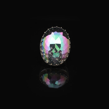  Mystic Topaz Ring - Oval Stone Large Gemstone Ring Men Vintage - 2