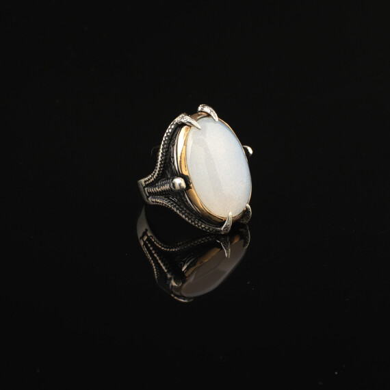 Natural Moonstone Ring, Man Raw Moonstone Ring - 5