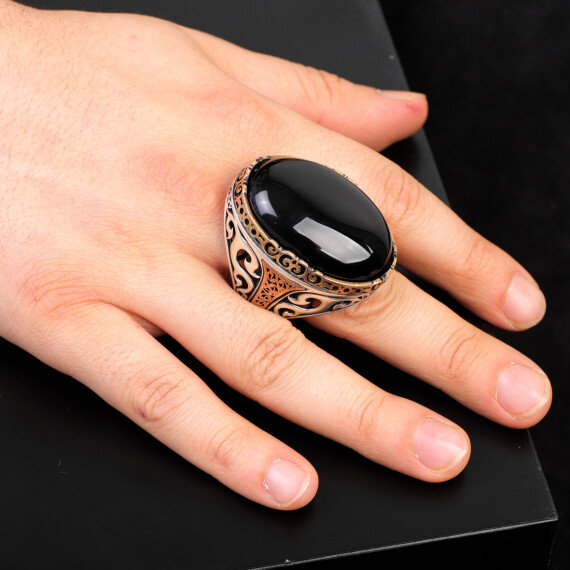  Onyx Ring, Oval Stone, Large Ring, Gemstone Ring, Ottoman - 6