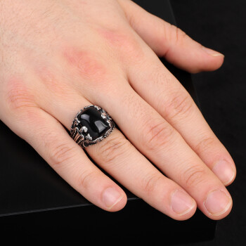 Onyx Warrior, Sterling Silver Sword Ring with Black Onyx Stone - 6