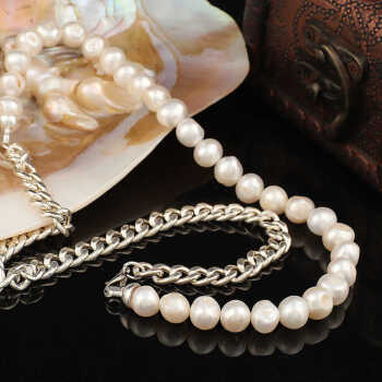 Pearl Necklace Men,Half Silver Chain Half Pearl Necklace - 3