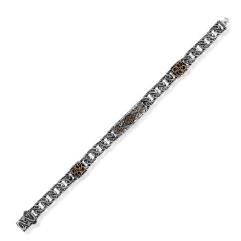  Personalized Gothic Vintage Pattern 925 Sterling Silver Chain Bracelet for Men - 2