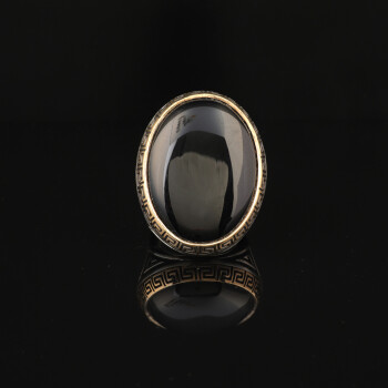 Silver Large Stone Ring, Men Handmade Onyx Stone Ring - 2