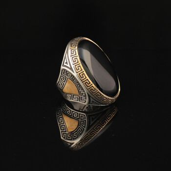 Silver Large Stone Ring, Men Handmade Onyx Stone Ring - 4