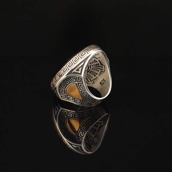 Silver Large Stone Ring, Men Handmade Onyx Stone Ring - 5