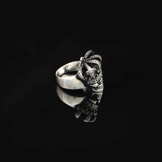 Skull Handmade Sterling Silver Men Biker Ring, Silver Skull Gothic Ring - 4