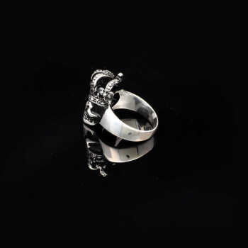 Skull Handmade Sterling Silver Men Biker Ring, Silver Skull Gothic Ring - 5