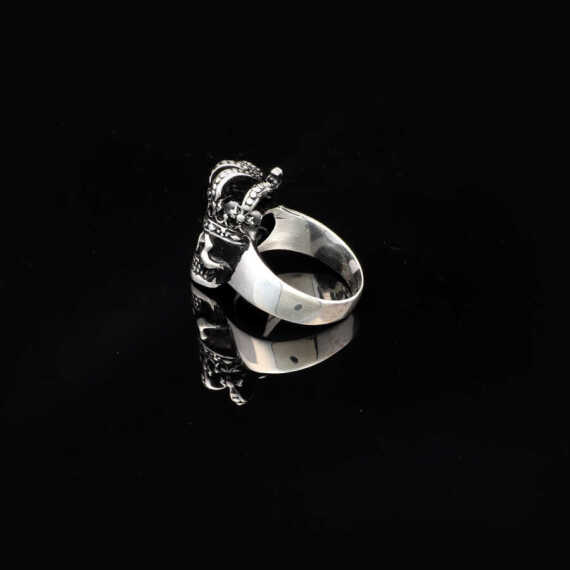 Skull Handmade Sterling Silver Men Biker Ring, Silver Skull Gothic Ring - 5