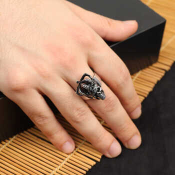 Skull Handmade Sterling Silver Men Biker Ring, Silver Skull Gothic Ring - 6