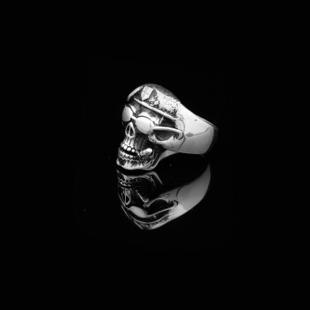 Skull Handmade Sterling Silver Men Biker Ring, Skull Gothic Signet Ring - 3