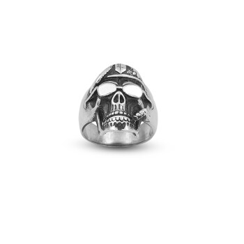 Skull Handmade Sterling Silver Men Biker Ring, Skull Gothic Signet Ring - 1