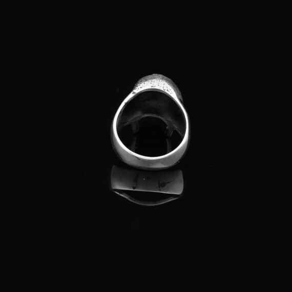 Skull Handmade Sterling Silver Men Biker Ring, Skull Gothic Signet Ring - 4