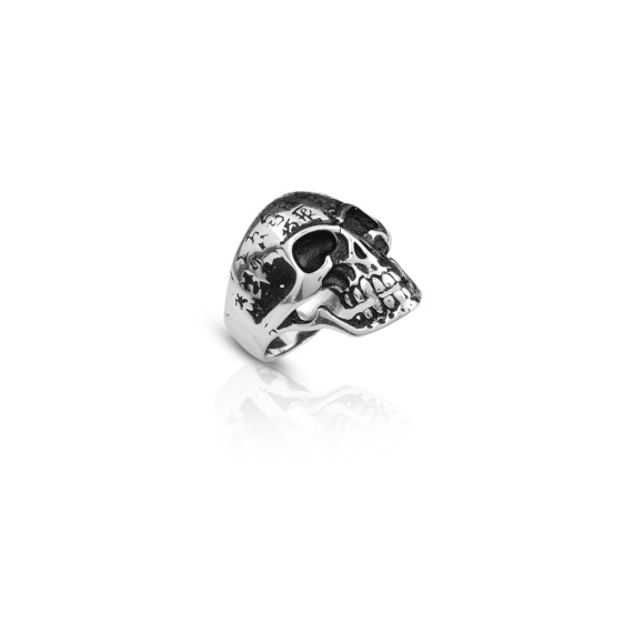 Skull Handmade Sterling Silver Men Biker Ring, Skull Heads Silver - 1