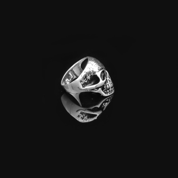 Skull Handmade Sterling Silver Men Biker Ring, Skull Heads Silver - 3