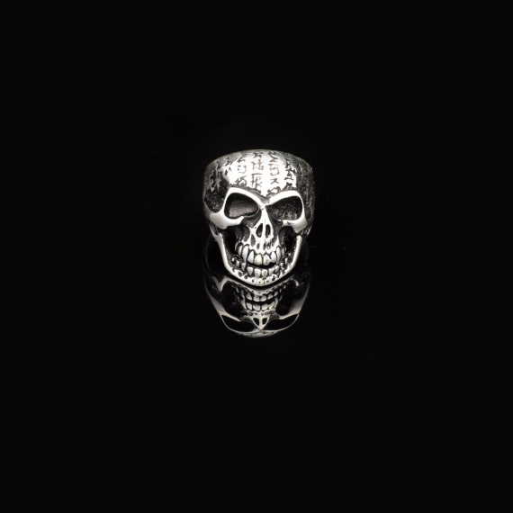 Skull Handmade Sterling Silver Men Biker Ring, Skull Heads Silver - 4