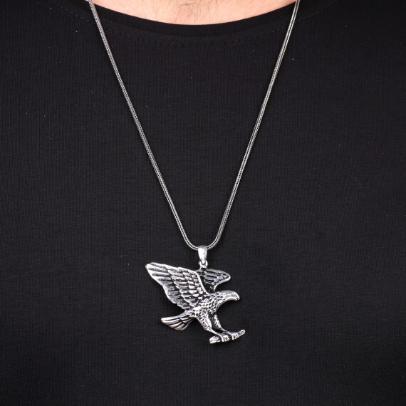  Sterling Silver Eagle Necklace for Men - Animal Jewelry - 3