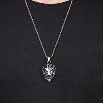  Sterling Silver Lion Necklace for Men - 3