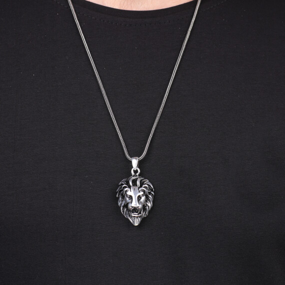  Sterling Silver Lion Necklace for Men - 3