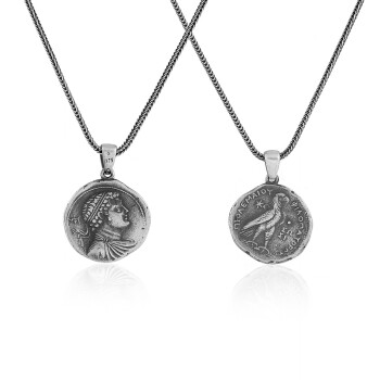  Sterling Silver Men's Coin Necklace with Antique Caesar - 3