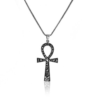  Sterling Silver Men's Cross Necklace with Egyptian - 1