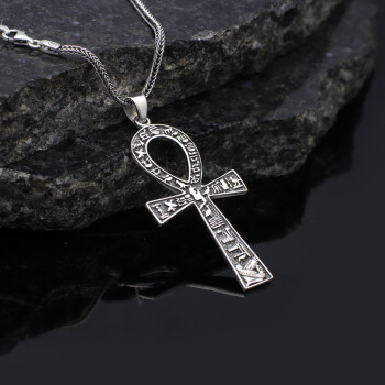  Sterling Silver Men's Cross Necklace with Egyptian - 2