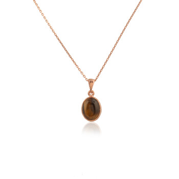  Sterling Silver Tiger Eye Necklace for Women - 1