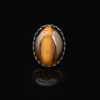  Tiger Eye Ring for Men: Large Gemstone Ottoman Style - 4