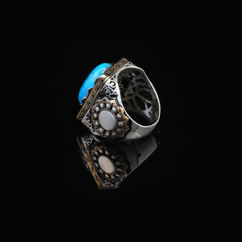 Turquoise Ring Men, Ottoman Style Ring Men - 3