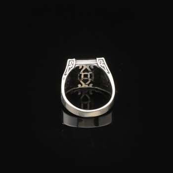  Vintage Black Onyx Ring with Eagle Design - Handmade Ring - 3